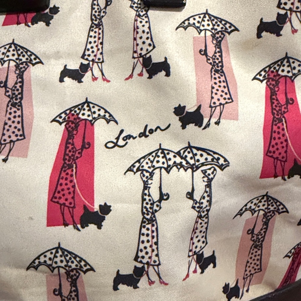 Lulu Cream and Black Tote with Pink Accents - Picture 5 of 7
